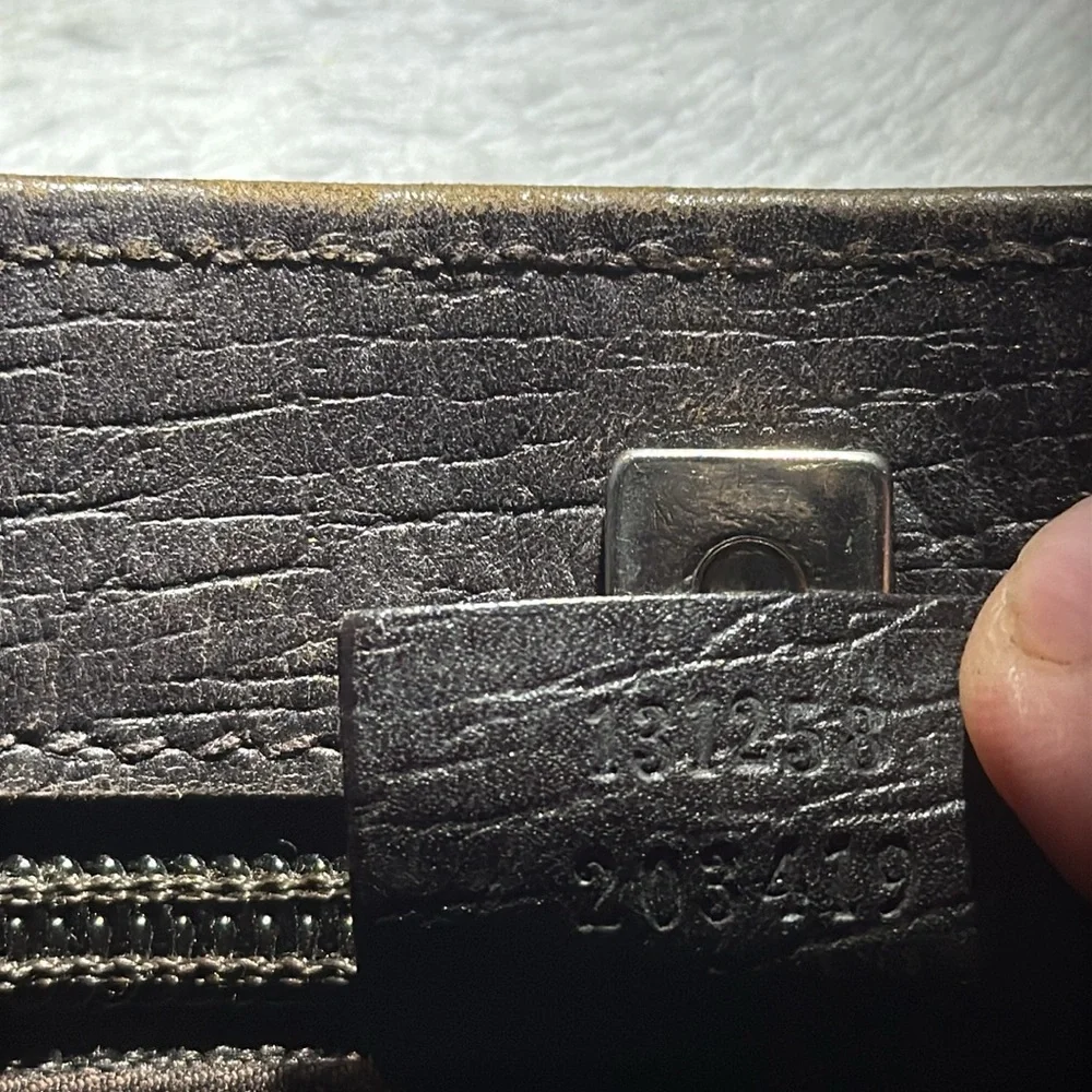Gucci Monogram Canvas Tote with Dark Brown Leather Handles